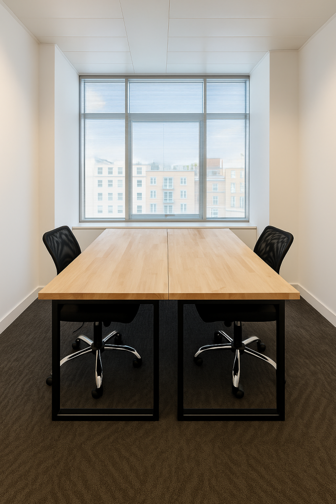 Modern 4-person private office with natural light and wood desks at 33 Cavendish Square, London