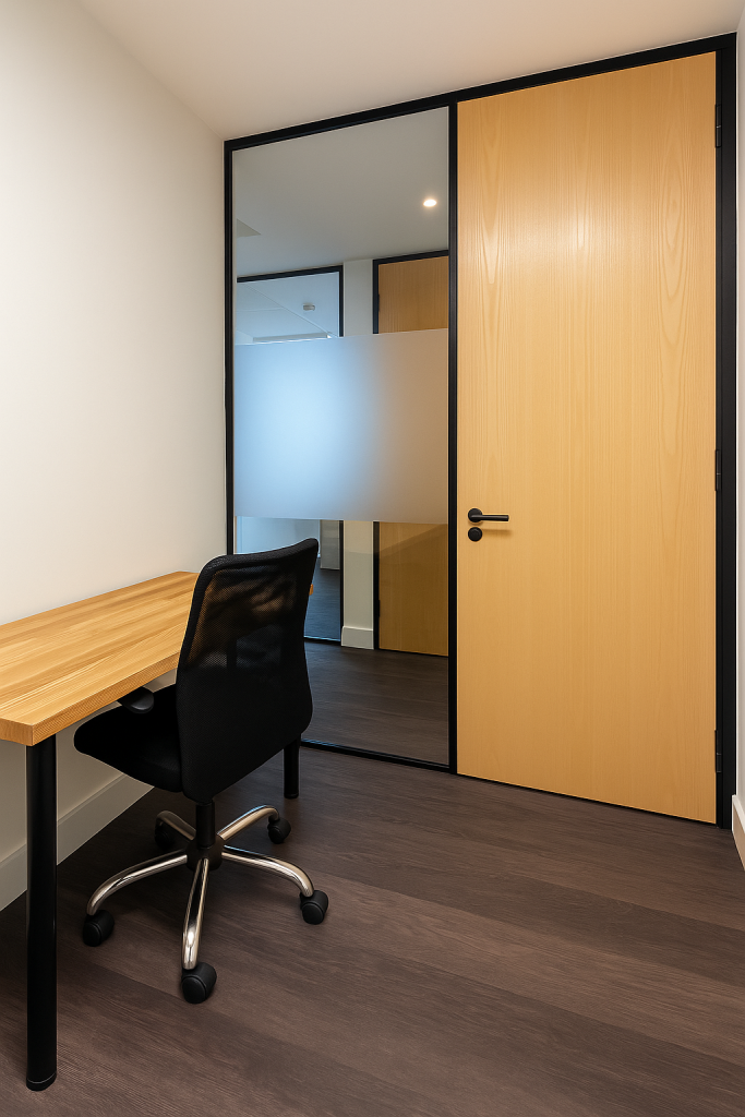 Modern workspace to rent in Knightsbridge, 2nd Floor Office 5, featuring furnished desks, chairs, and professional workspace design.