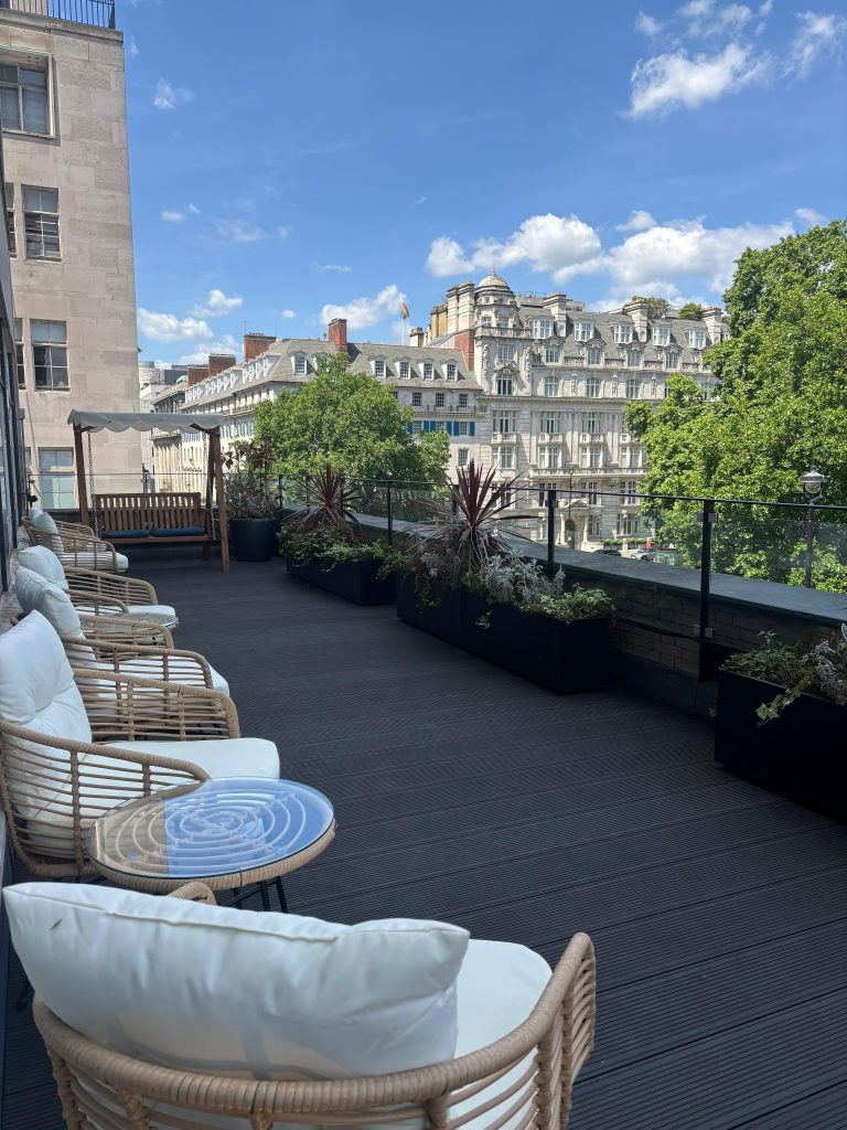 Rooftop terrace view from 33 Cavendish Square overlooking London’s West End