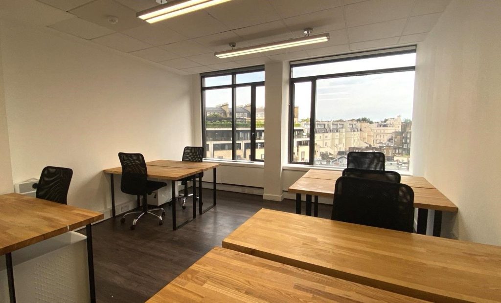 Corporate office space London – 5th Floor, Office 12 at 21 Knightsbridge with modern desks and natural light.