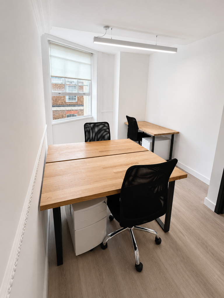Office space to let in Mayfair with three workstations and natural light