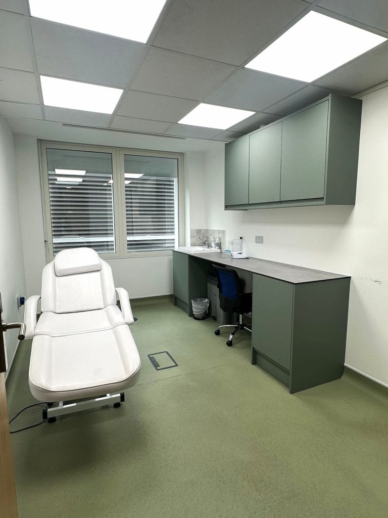 Aesthetic Clinic Room in London at 33 Cavendish Square with treatment chair and clinical facilities
